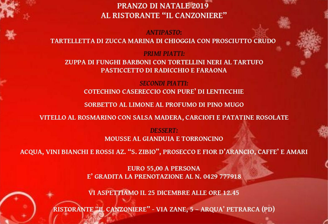 Il Pranzo Di Natale 2020.Pranzo Di Natale 2019 Ristorante Il Canzoniere